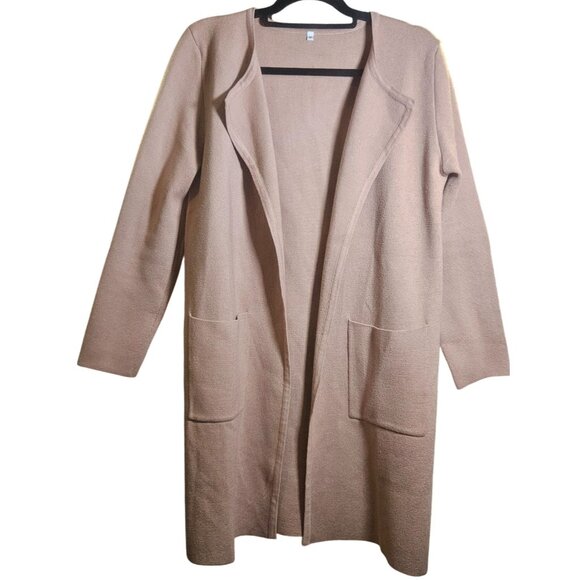 Women’s Beige Knit Long Cardigan S – Quiet Luxury Layering Cottagecore Neutral - Picture 2 of 7